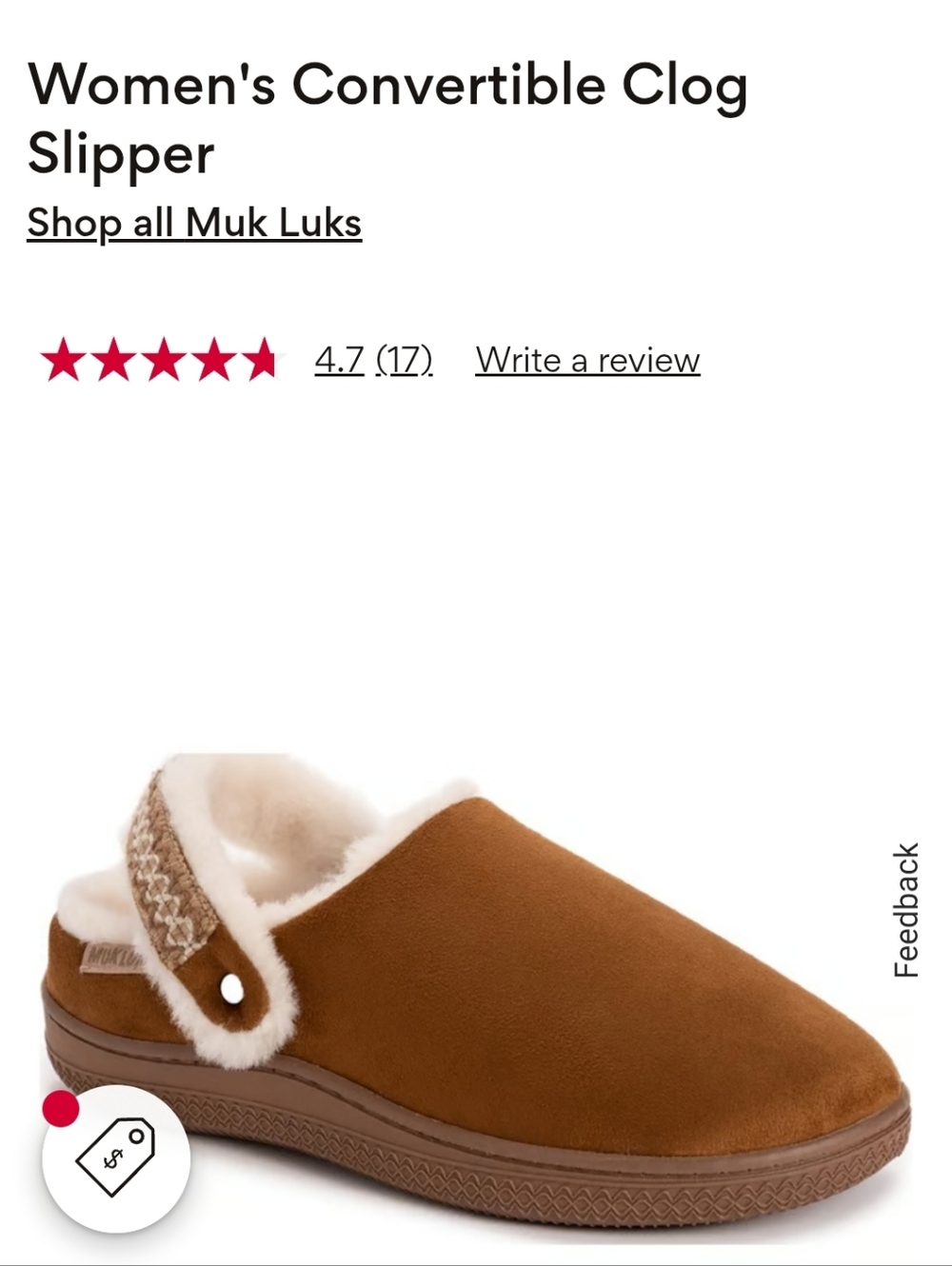 NWT Women's Muk Luks Convertable Clog Slippers